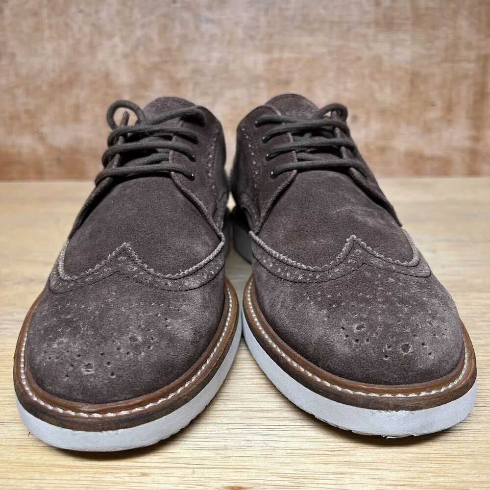 Hogan Men Size 10 US, 9 UK Shoes Brown Suede‎ Brogue Wingtip Oxford Derby Dress - Picture 2 of 10
